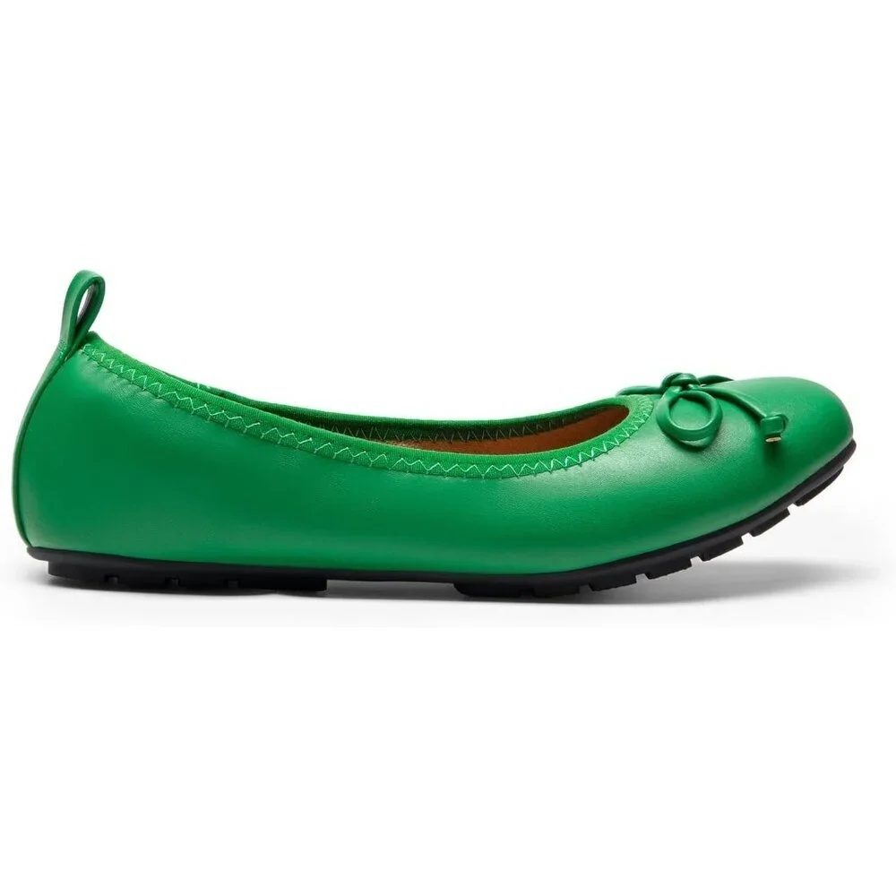 Women's Green Bowknot Round Toe Comfort Light Weight Slip-on Foldable Flats